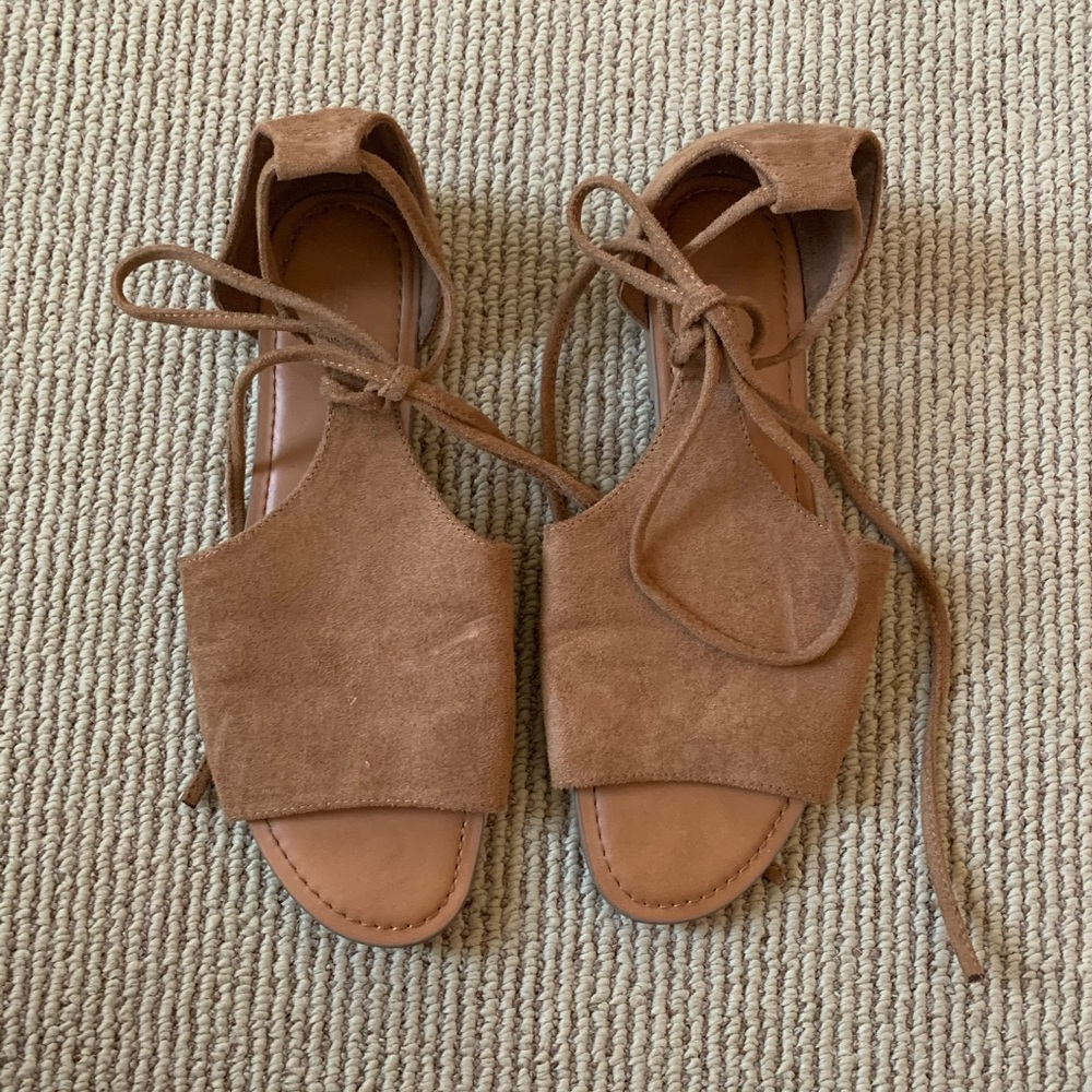 Suede american eagle tie up sandals